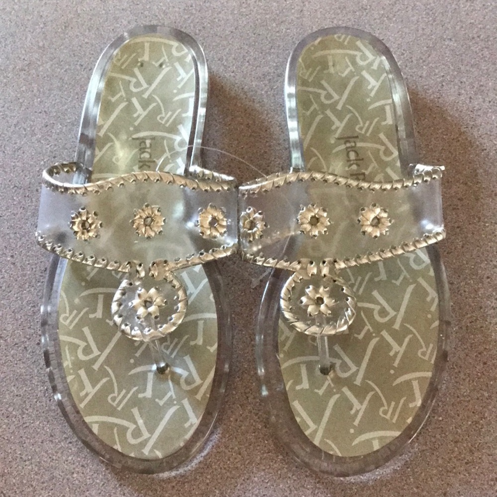 Jack Rogers Navajo Platinum Clear Sandals 8 NEW